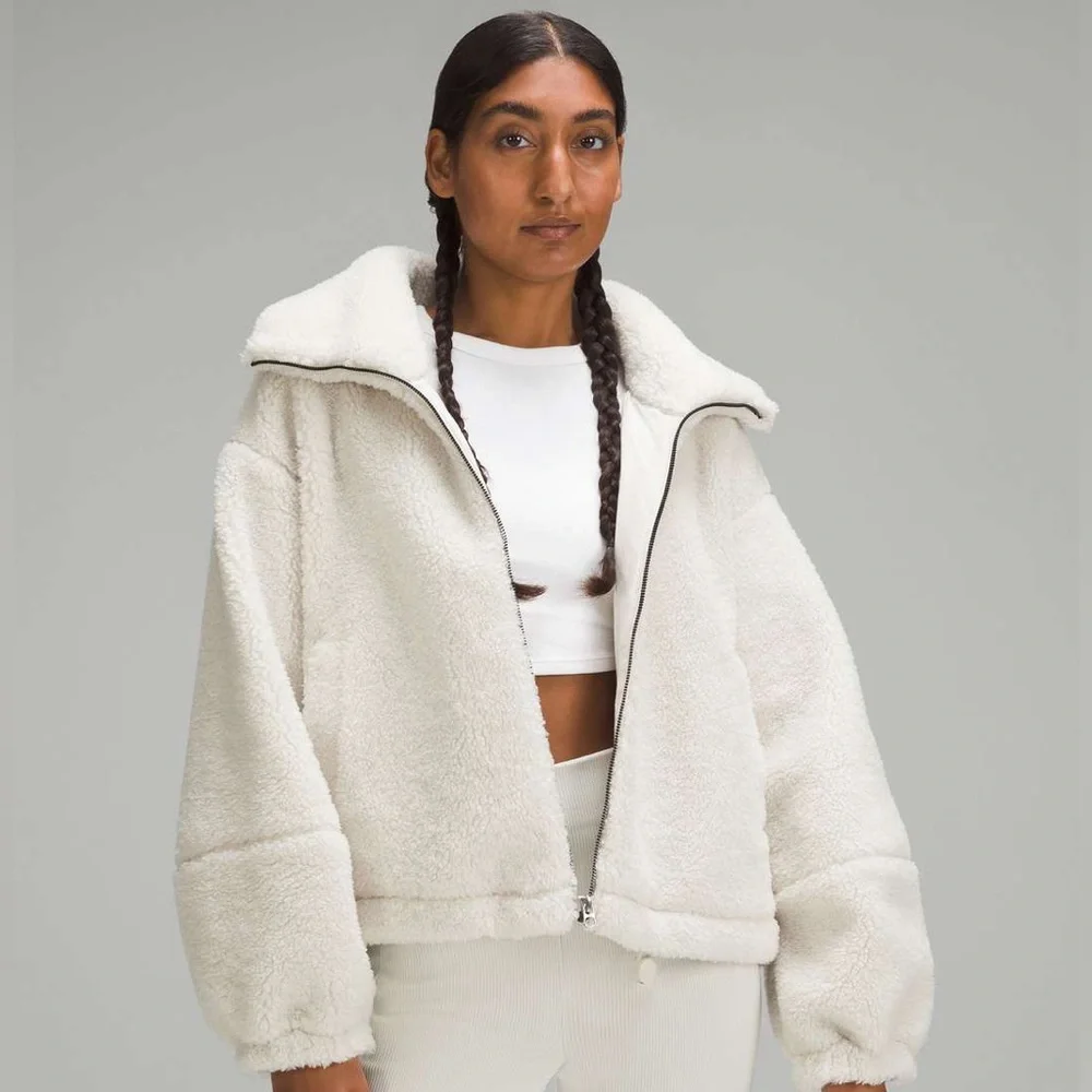 Lululemon Cinchable Fleece Zip Up Jacket Ivory Size 4